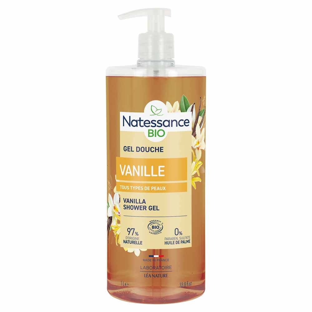 NATESSANCE GEL DOUCHE SANS SULFATES VANILLE FRUITEE BIO 1L