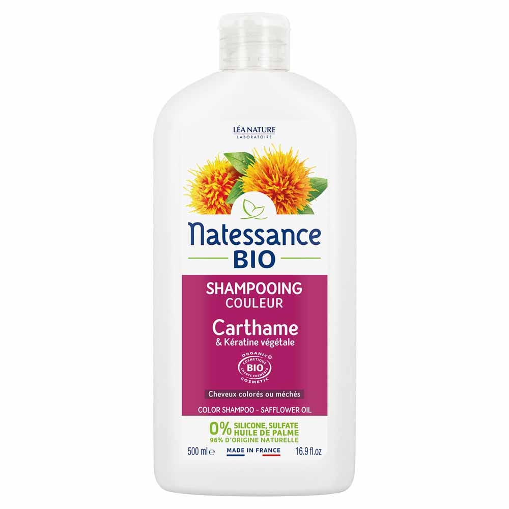 Natessance Capillaires Shampooing couleur - Carthame Bio & Kératine végétale 500ml