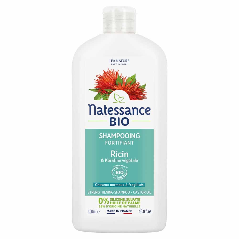 Natessance Capillaires Shampooing Fortifiant Huile de Ricin et Keratine Bio 500ml