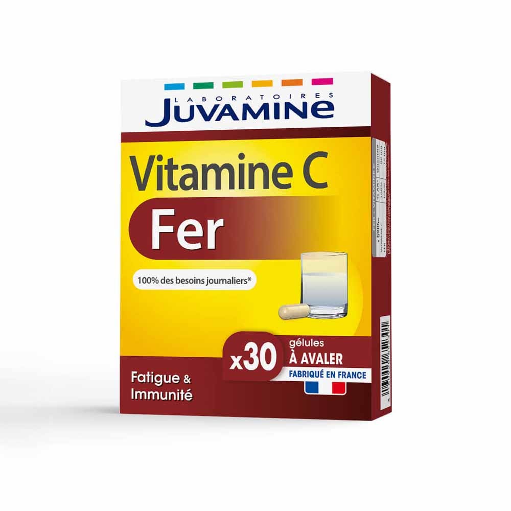 Juvamine Vitamine C Fer Fatigue et Immunité 30 Gélules
