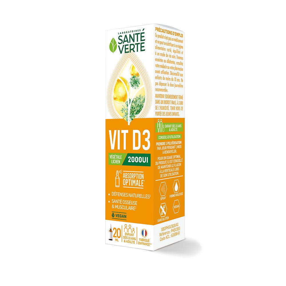 Sante Verte Vitamine D3 VÉGÉTALE 2000UI 20ml