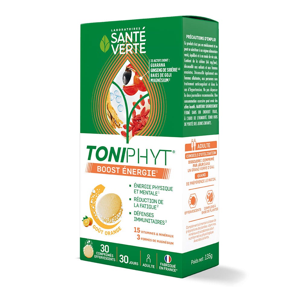 Sante Verte Toniphyt Boost Goût Orange 30 Comprimés Effervescents