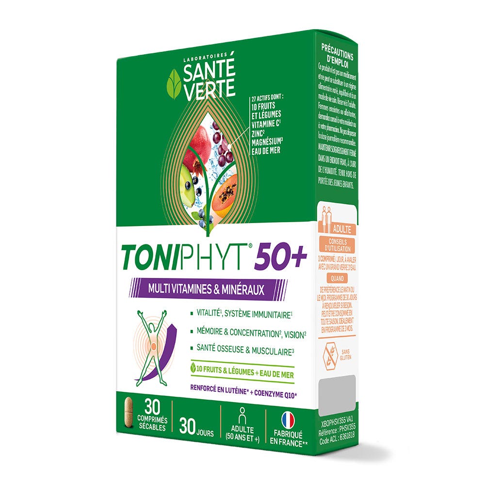 Sante Verte Toniphyt 50+ Multivitamines et Minéraux 30 Comprimés Sécables