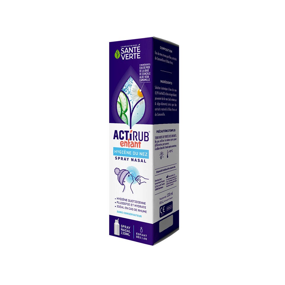 Spray nasal Enfant 120ml ActiRub Solution isotonique à l'eaux florales Sante Verte