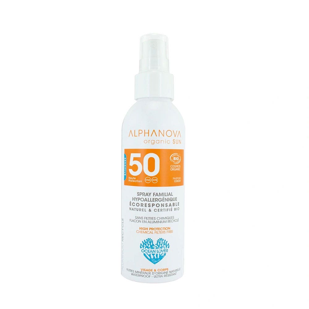 Alphanova Sun Spray solaire familiale haute protection SPF50+ Bio 150g