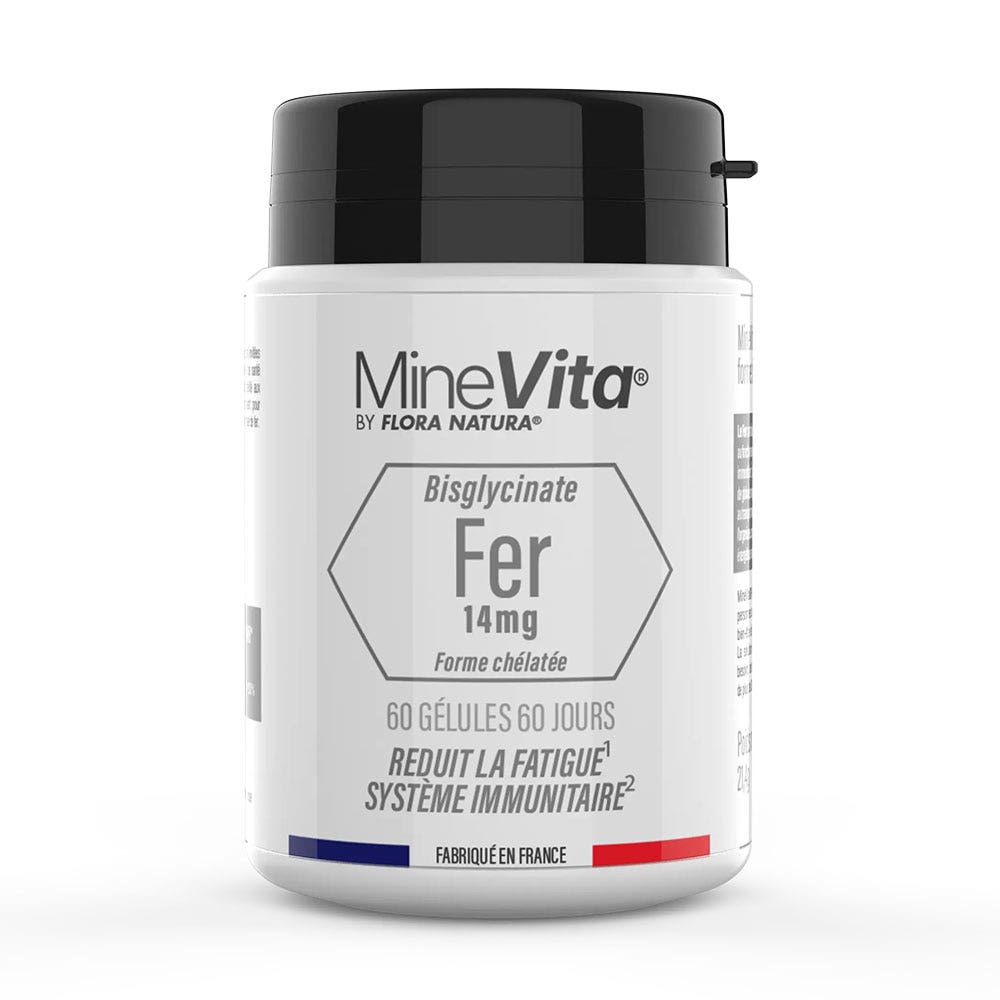 Flora Natura Minevita® Bisglycinate de Fer 14mg 60 gélules