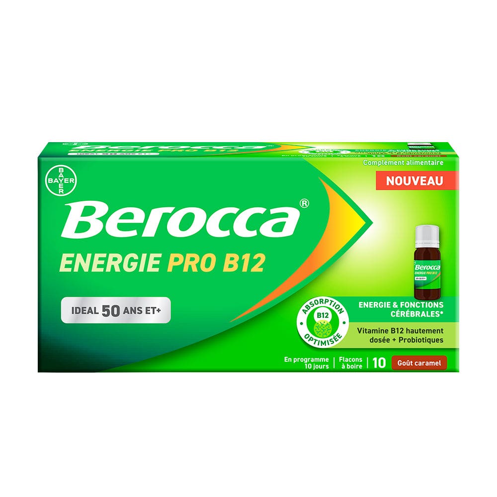 Bayer Berocca Energie Pro B12 50 ans et plus 10 flacons