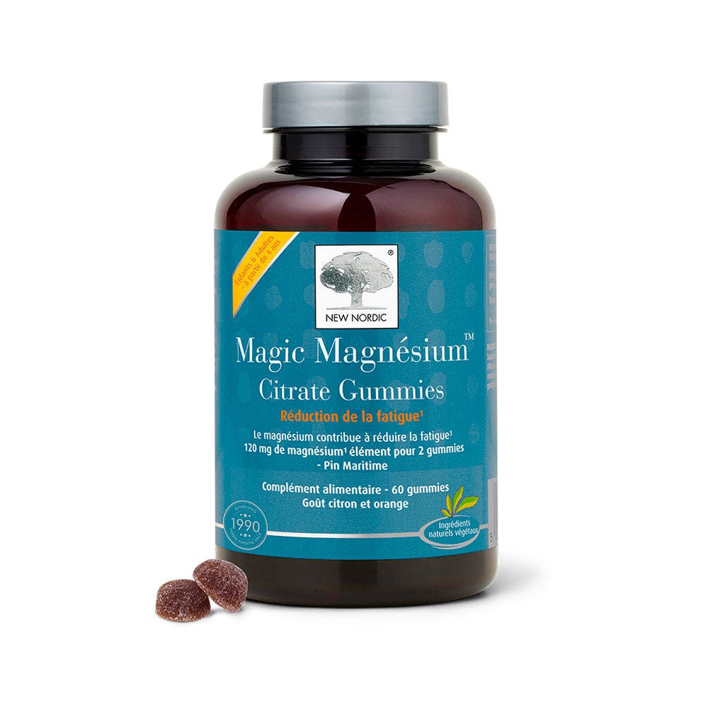 New Nordic Magic Magnésium Citrate Goût Citron Orange 60 gummies