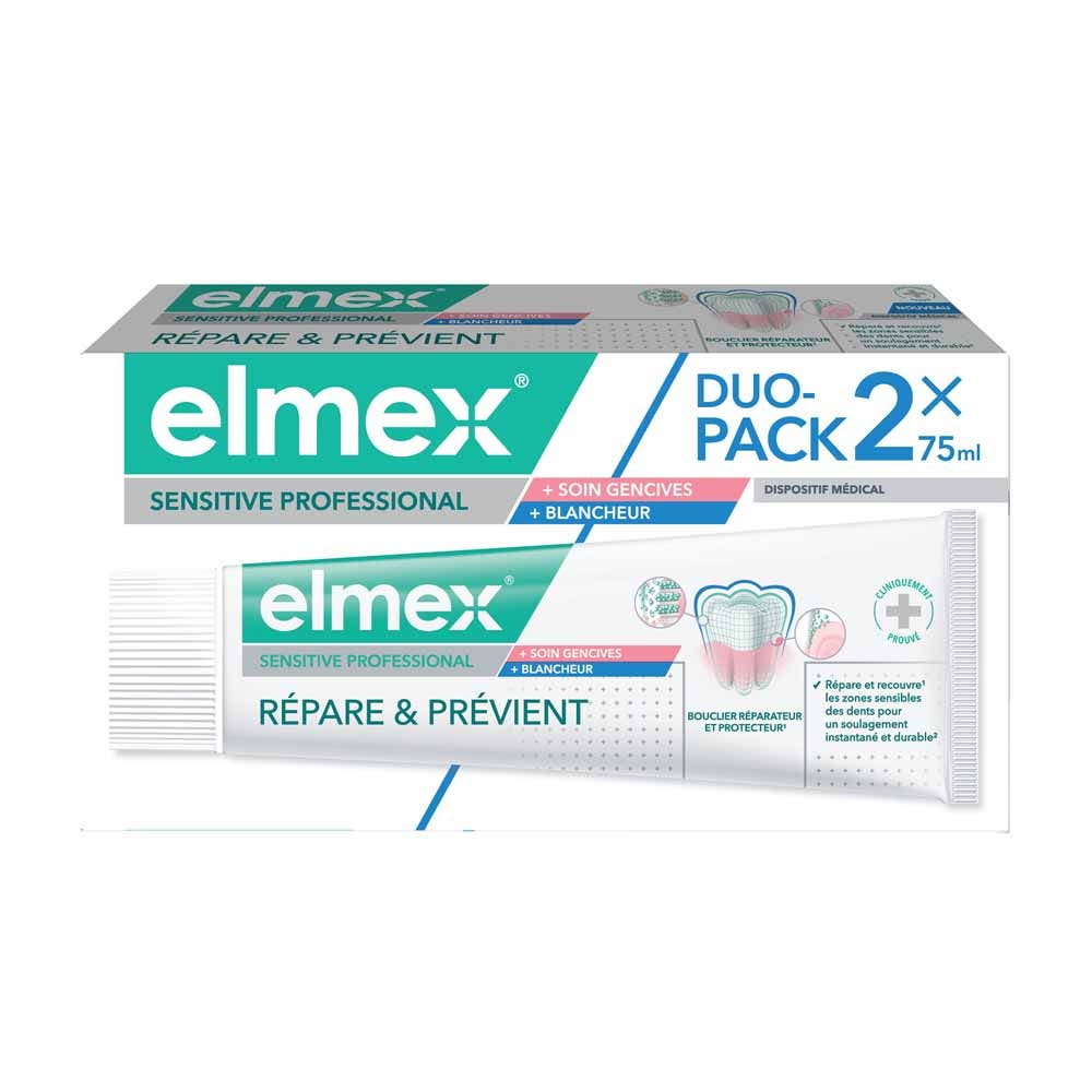Elmex Sensitive Professional Dentifrice Soin gencives et blancheur 2x75ml