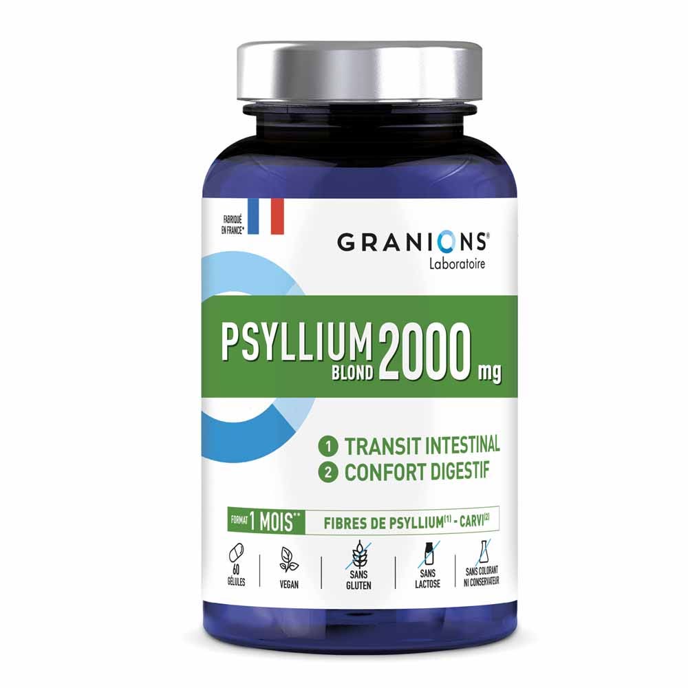 Granions Psyllium 1000mg Cure de 1 Mois 60 Gélules