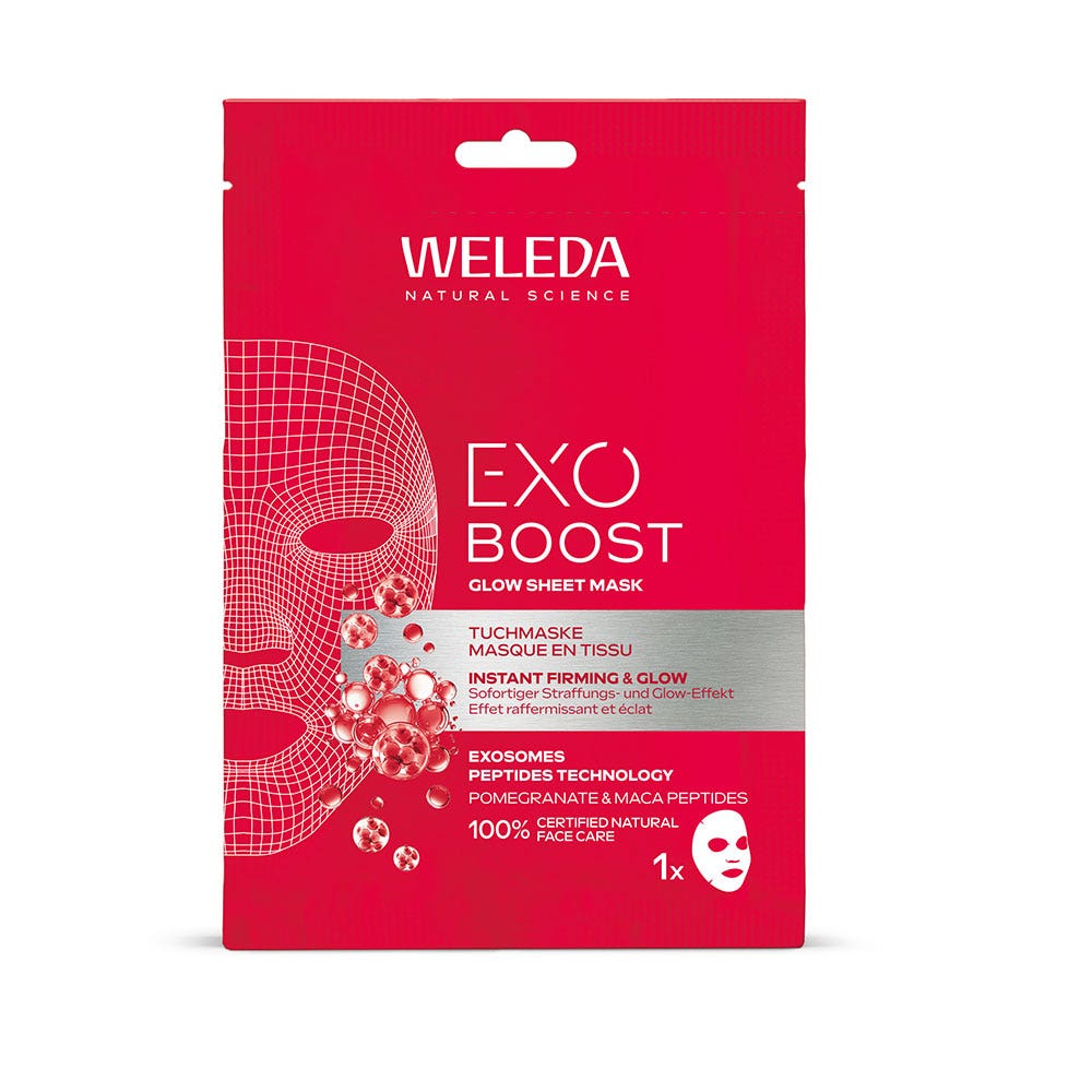 Weleda Exo Boost Glow Masque en Tissu Grenade et Peptides de Maca 20ml