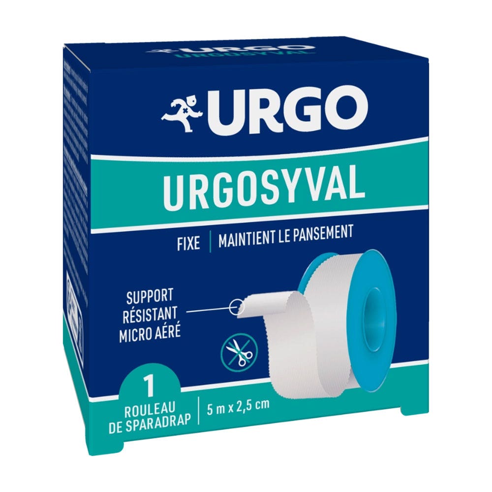 Urgo UrgoSyval Rouleau de Sparadrap 5mx2.5cm Blanc x1