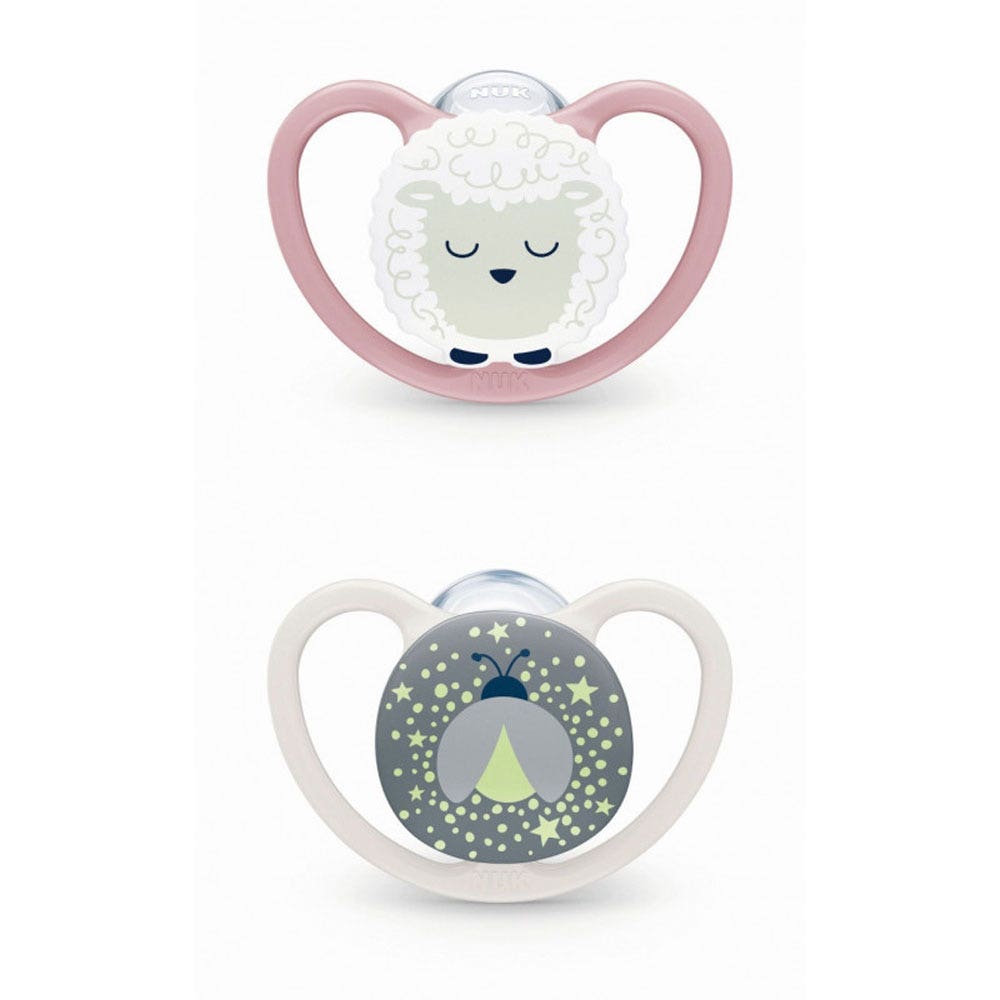 Nuk Space Sucettes physiologiques Nuit 0 à 6 Mois x2