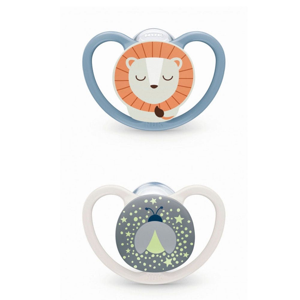 Nuk Space Sucettes physiologiques Nuit 6 à 18 mois x2
