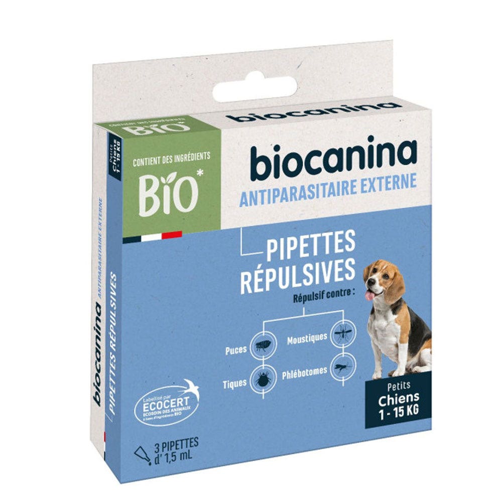 Biocanina Pipette répulsives pour chiot et petit chien 3 pipettes