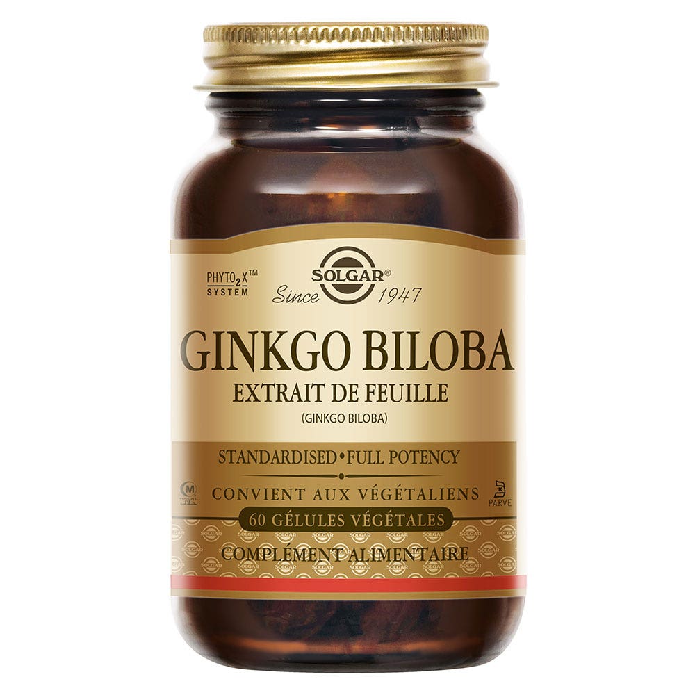 Solgar Ginkgo Biloba SFP Circulation sanguine Antioxydant 60 gélules végétales