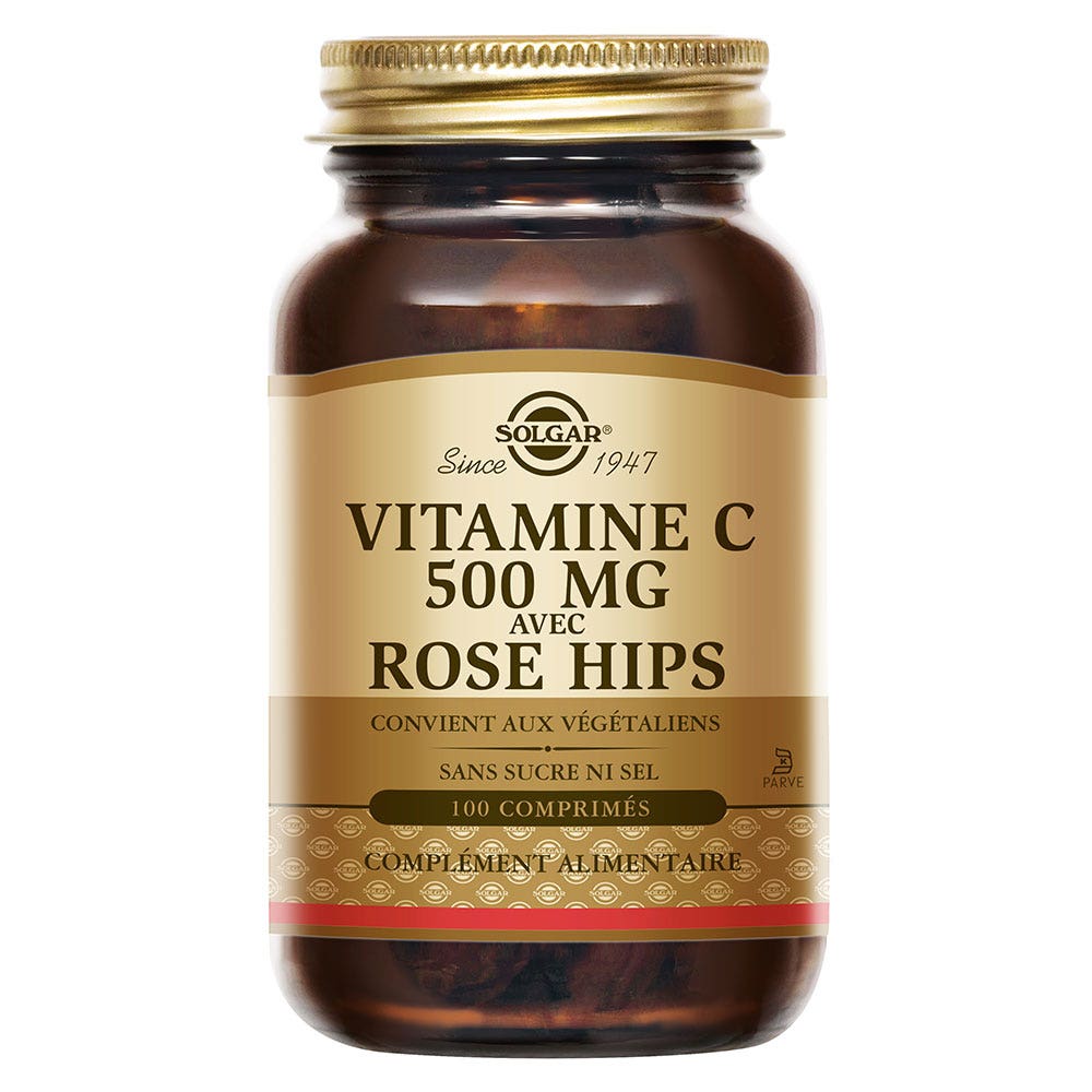 Solgar Vitamine C 500 avec Rose Hips 100 comprimés