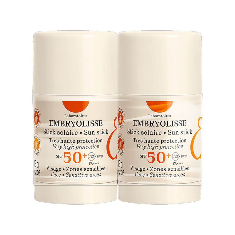 Embryolisse Stick Solaire SPF50+ Visage Zones Sensibles 2x15g