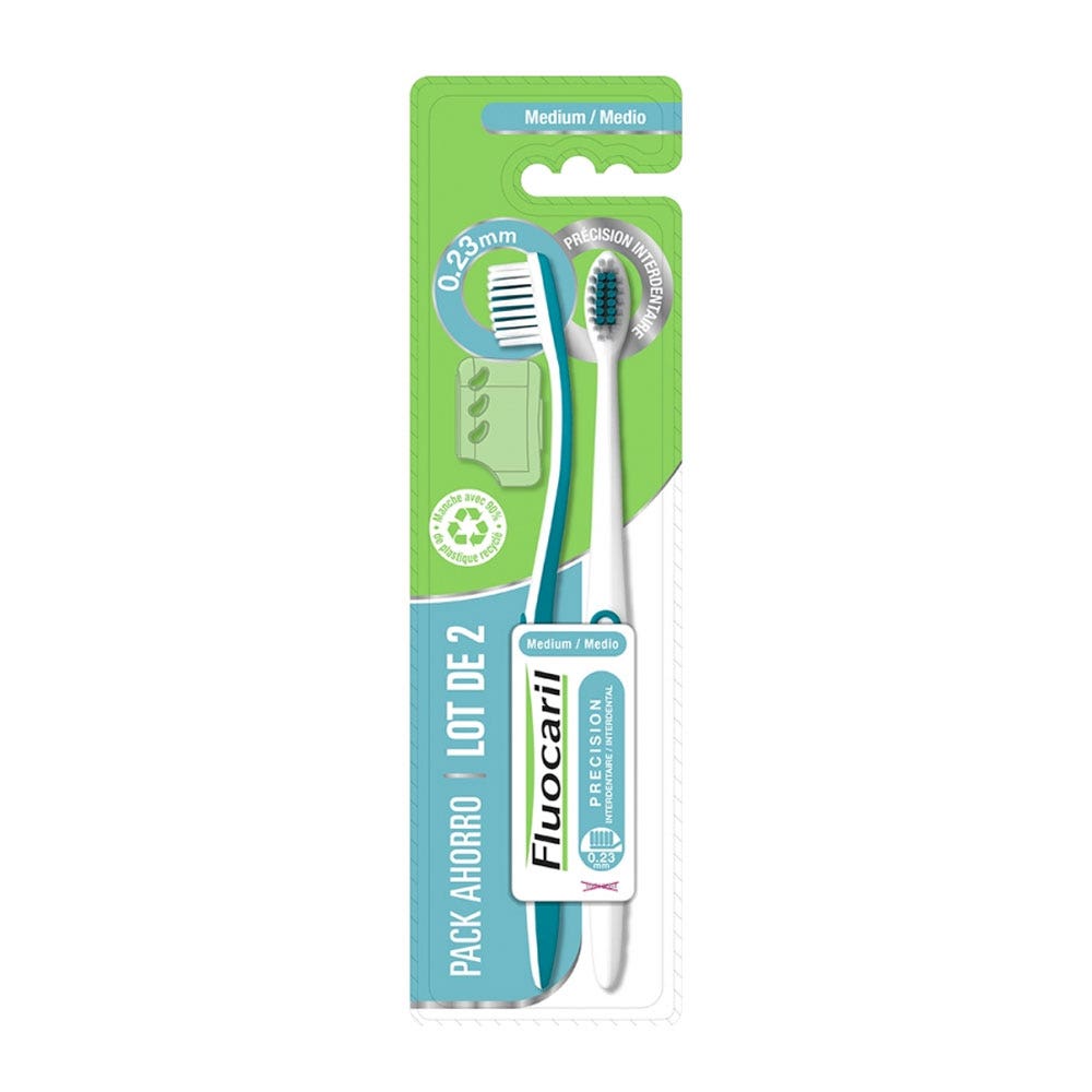 Fluocaril Brosse à dents Médium 0,23mm Précision interdentaire x2