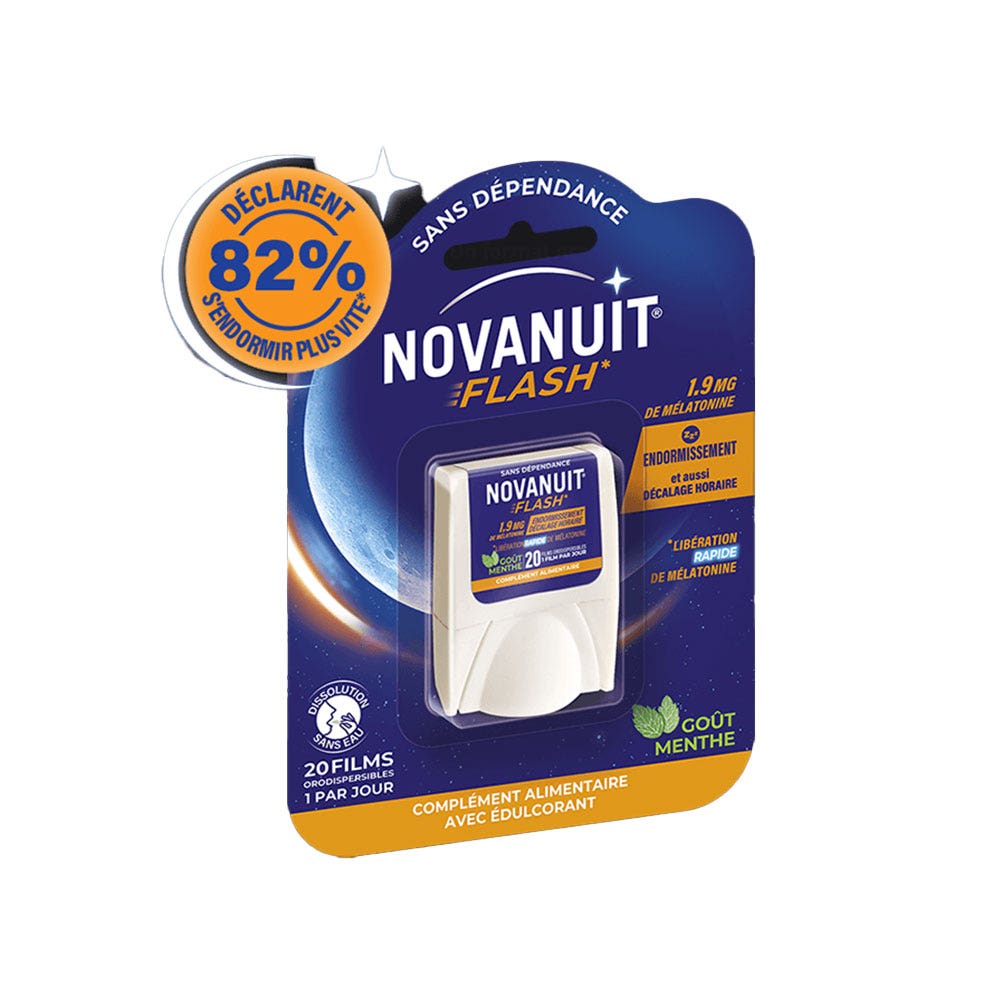 Novanuit Flash 1.9mg Mélatonine Goût Menthe 20 Films Orodispersibles