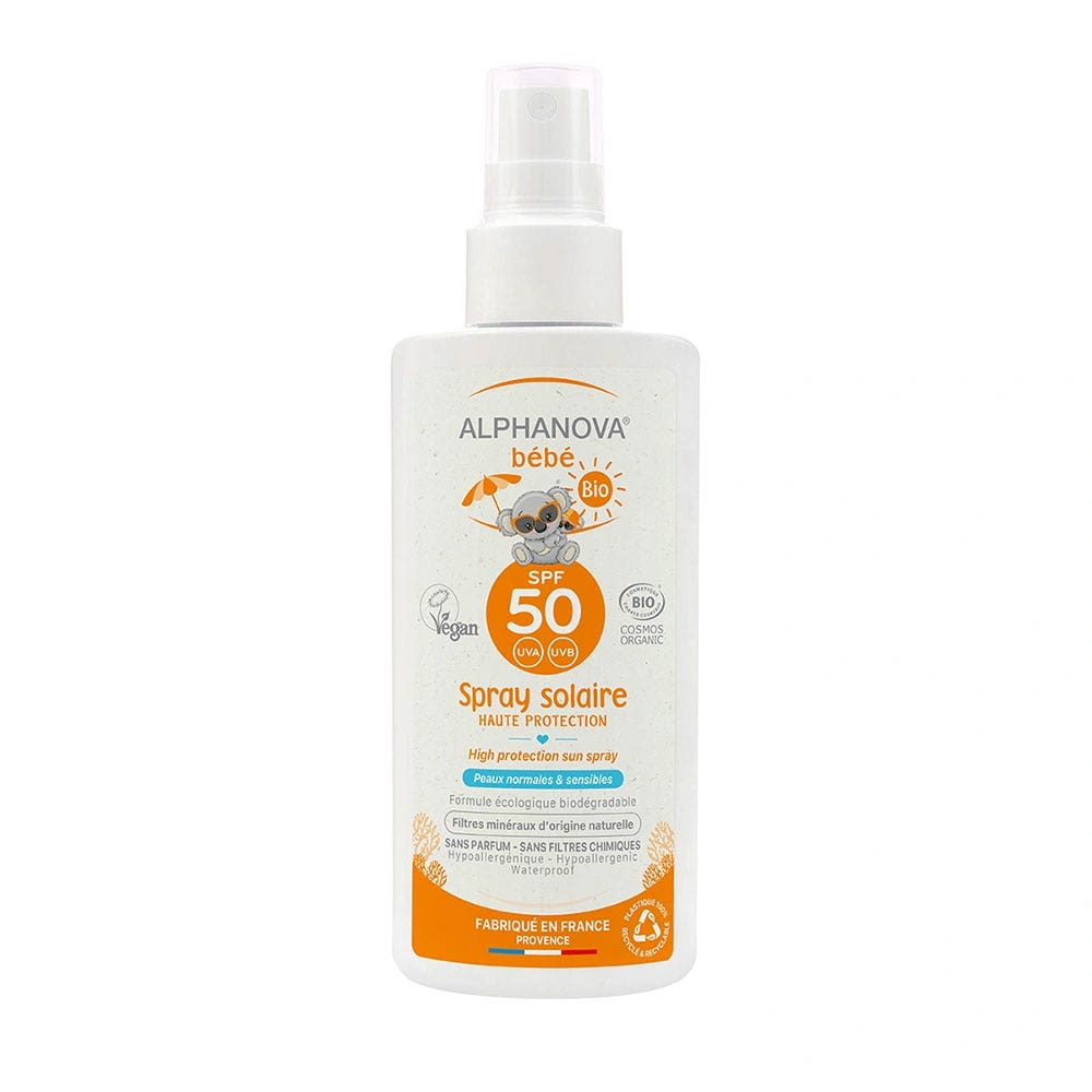 Alphanova Bébé Spray Solaire Hypoallergénique SPF50 Bio 125g