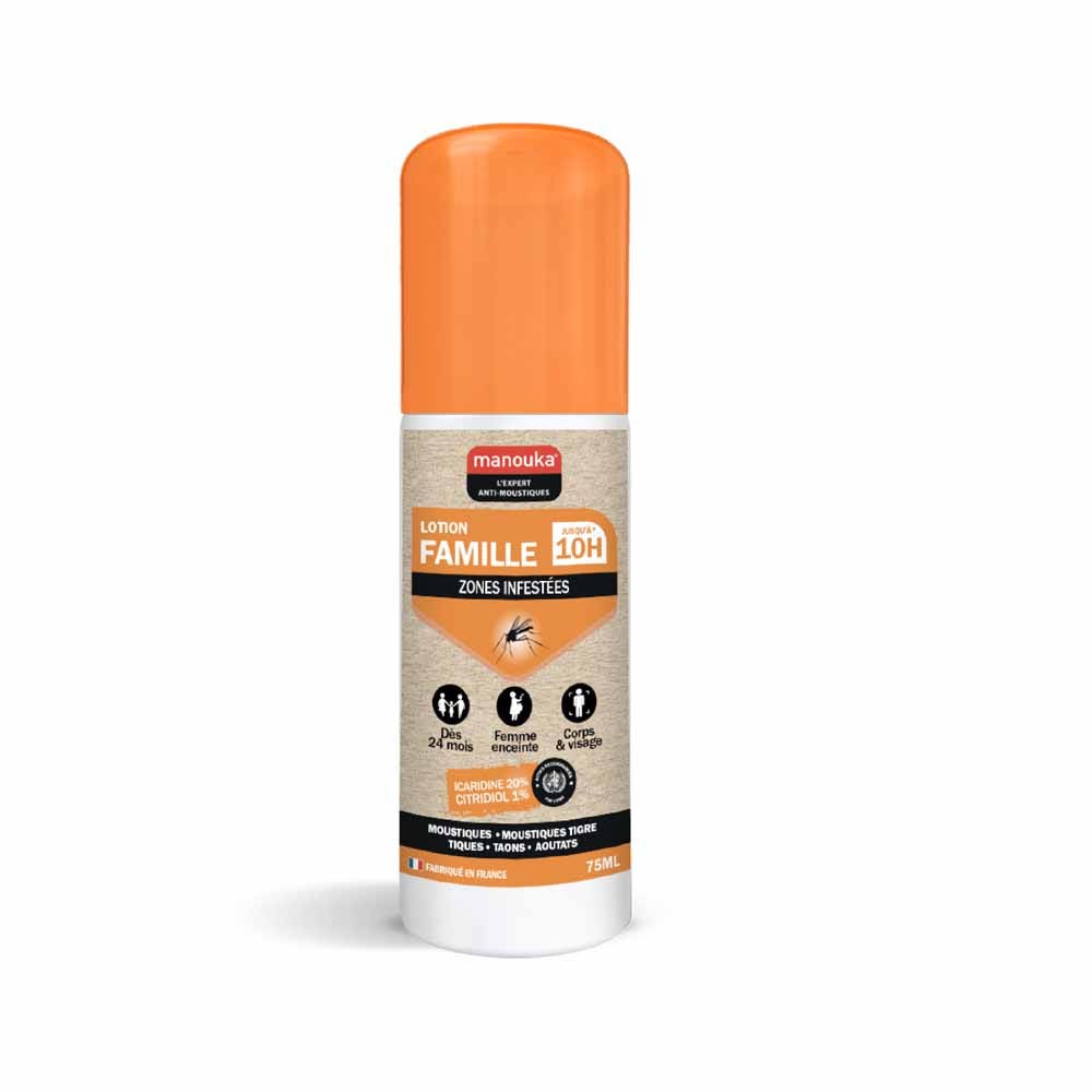 Manouka Spray Répulsif Anti-moustiques Lotion Famille Toutes Zones 75ml