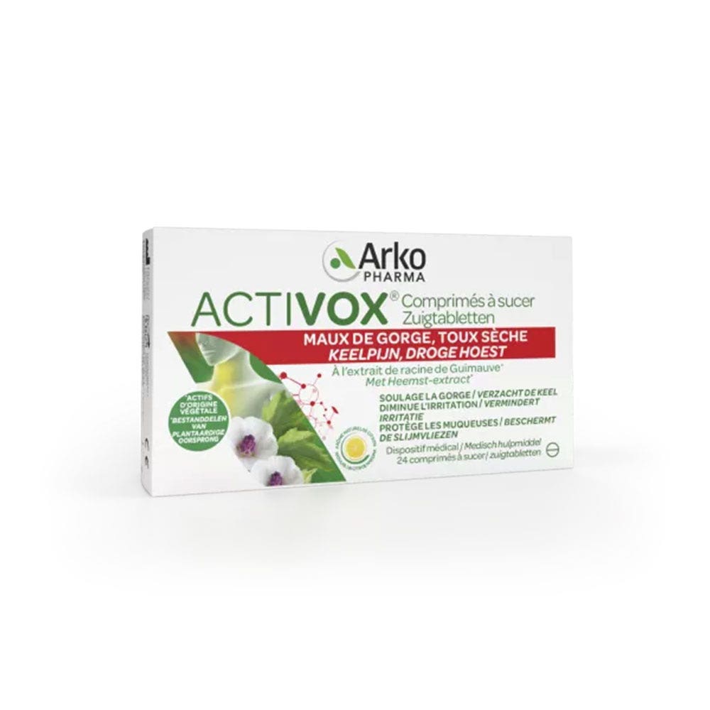 Arkopharma Activox Maux De Gorge, Toux Seche Extrait de Racine de Guimauve à sucer x24 comprimés