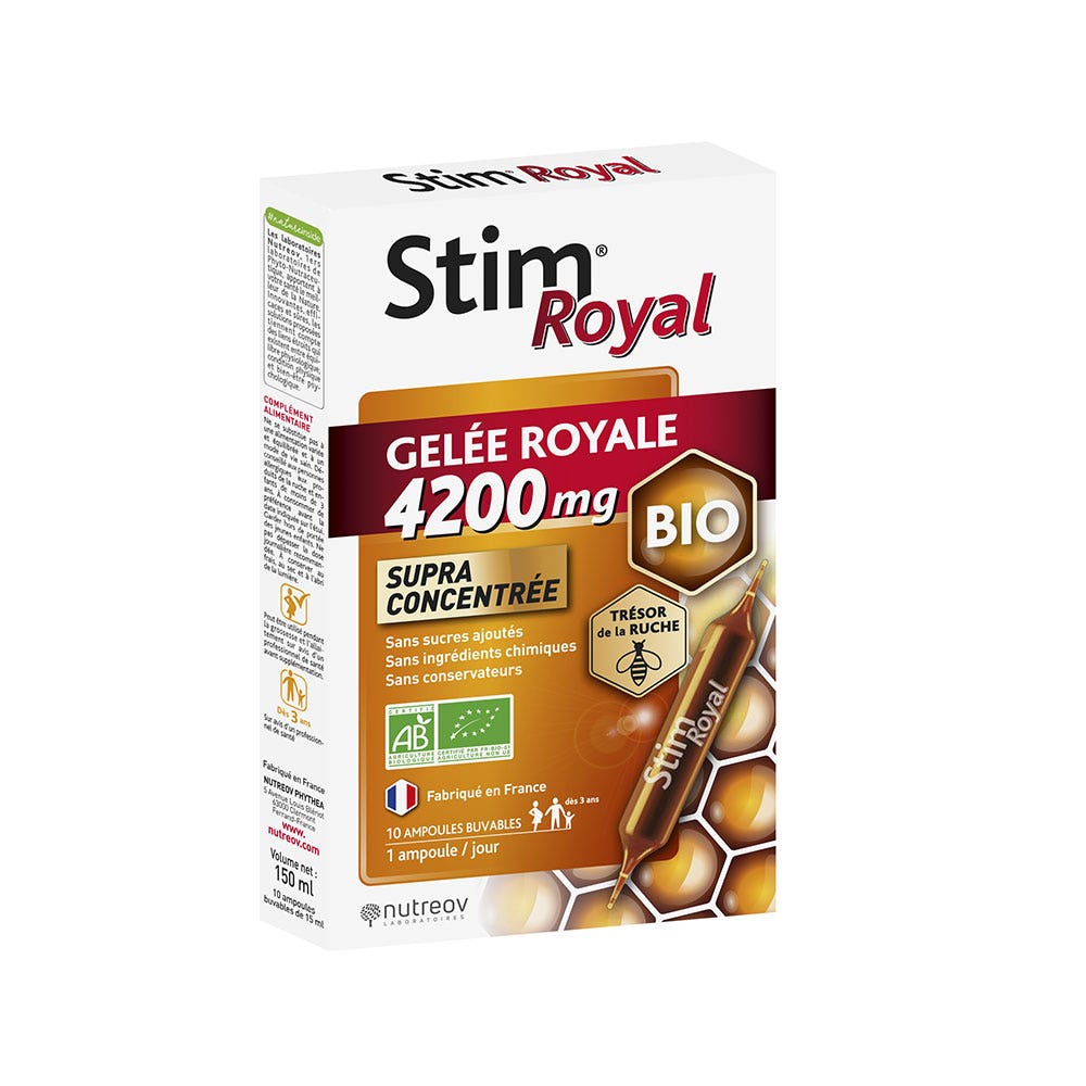 Nutreov Stim Royal Gelée Royale 4200mg Supra Concentrée Bio 10 ampoules