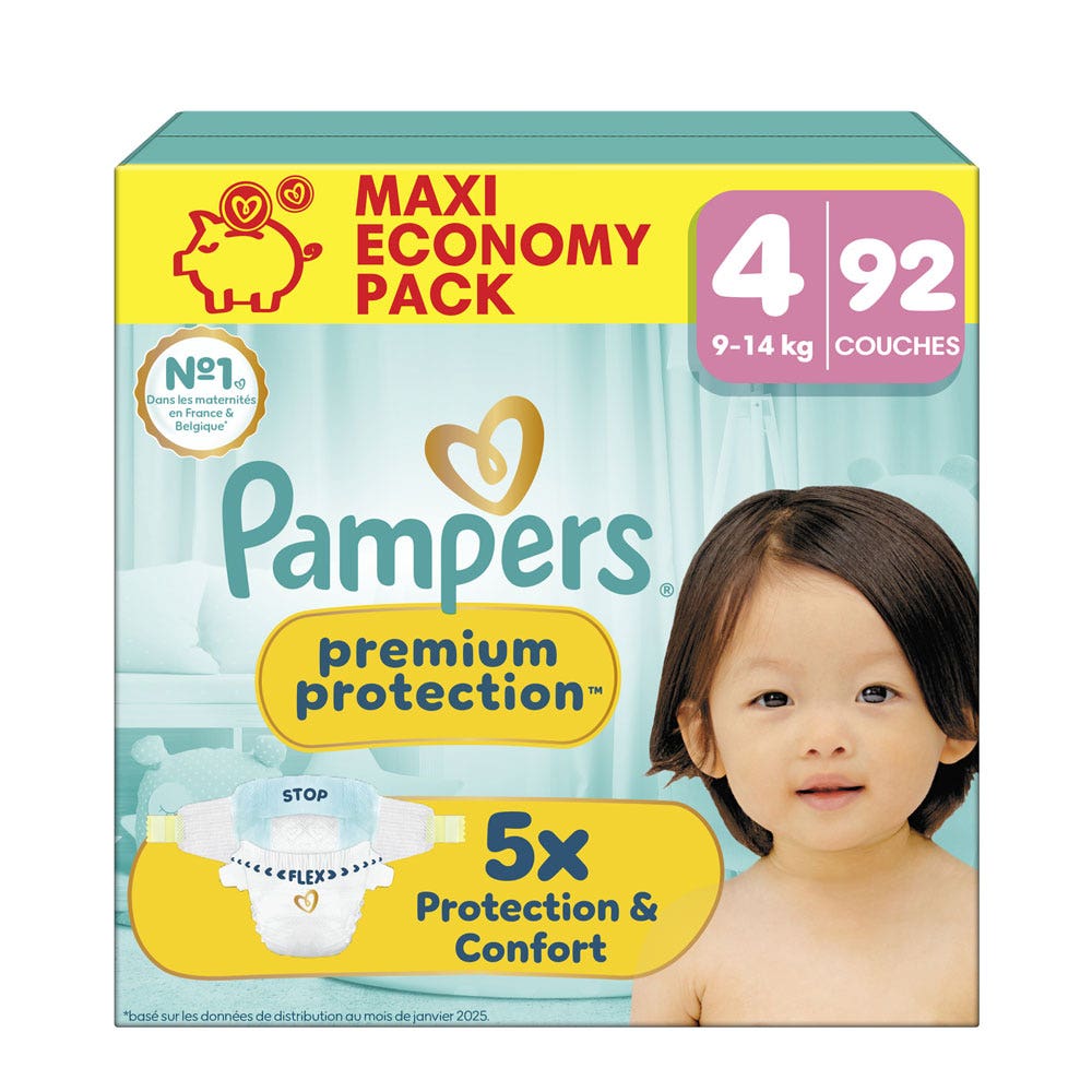 Pampers Premium Couches Taille 4 (9-14kg) x92