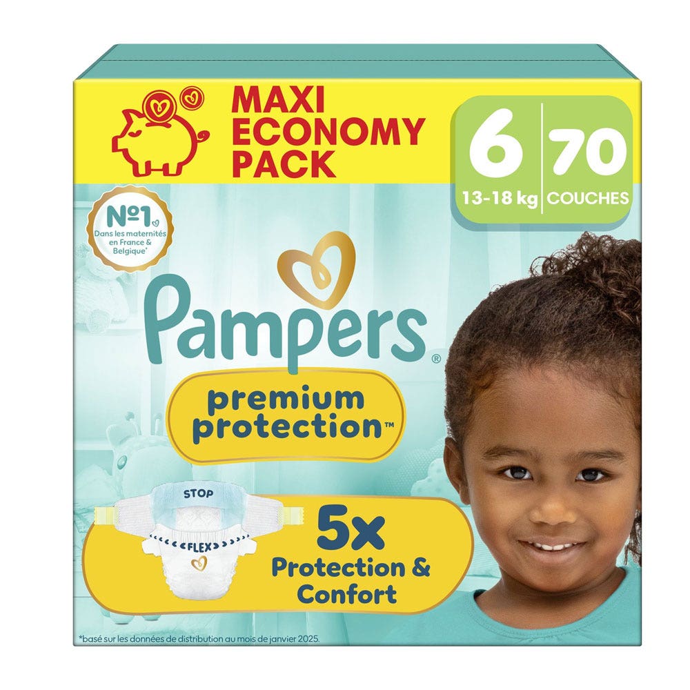 Pampers Premium Couches Taille 6 (13-18kg) x70