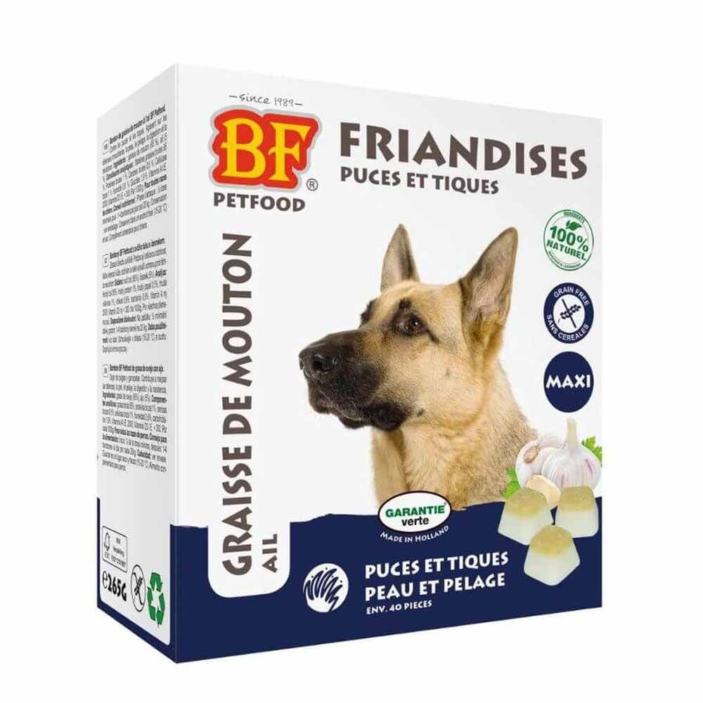 Biofood BF Petfood Bonbons Anti Puces Et Tiques Maxi Graisse De Mouton Et Ail Chien 40 Pièces