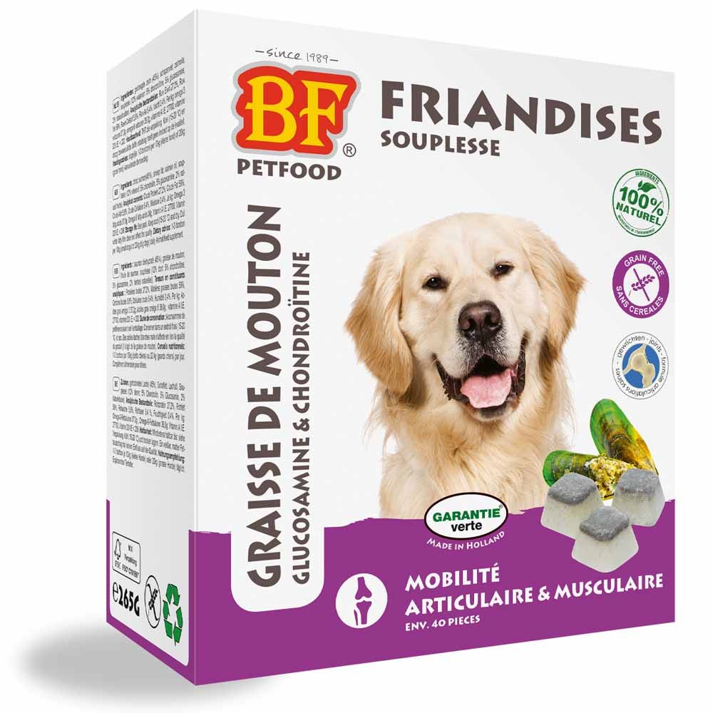 Biofood BF Petfood Friandises Souplesse Mobilité Articulaire Et Musculaire Chien Saumon 40 Pièces