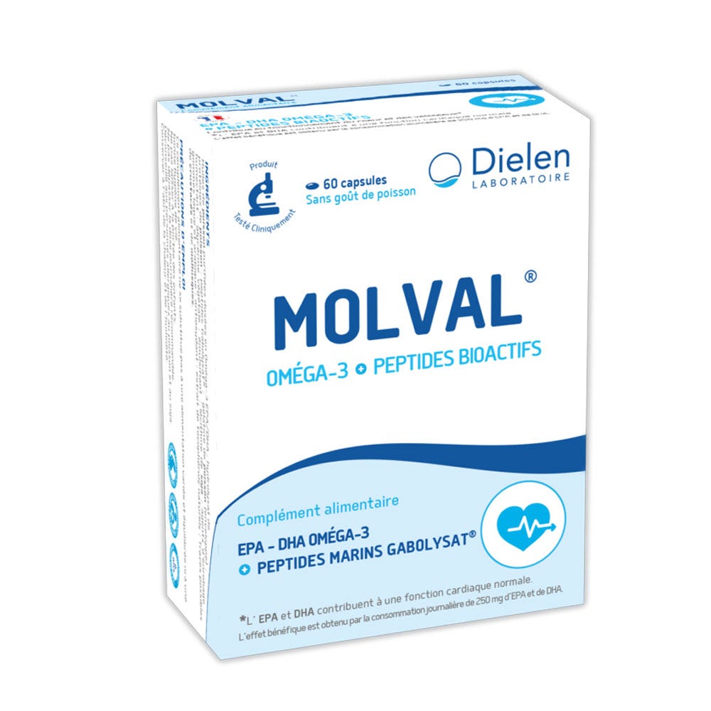 Dielen Molval Oméga 3 + Péptides bioactifs 120 Capsules