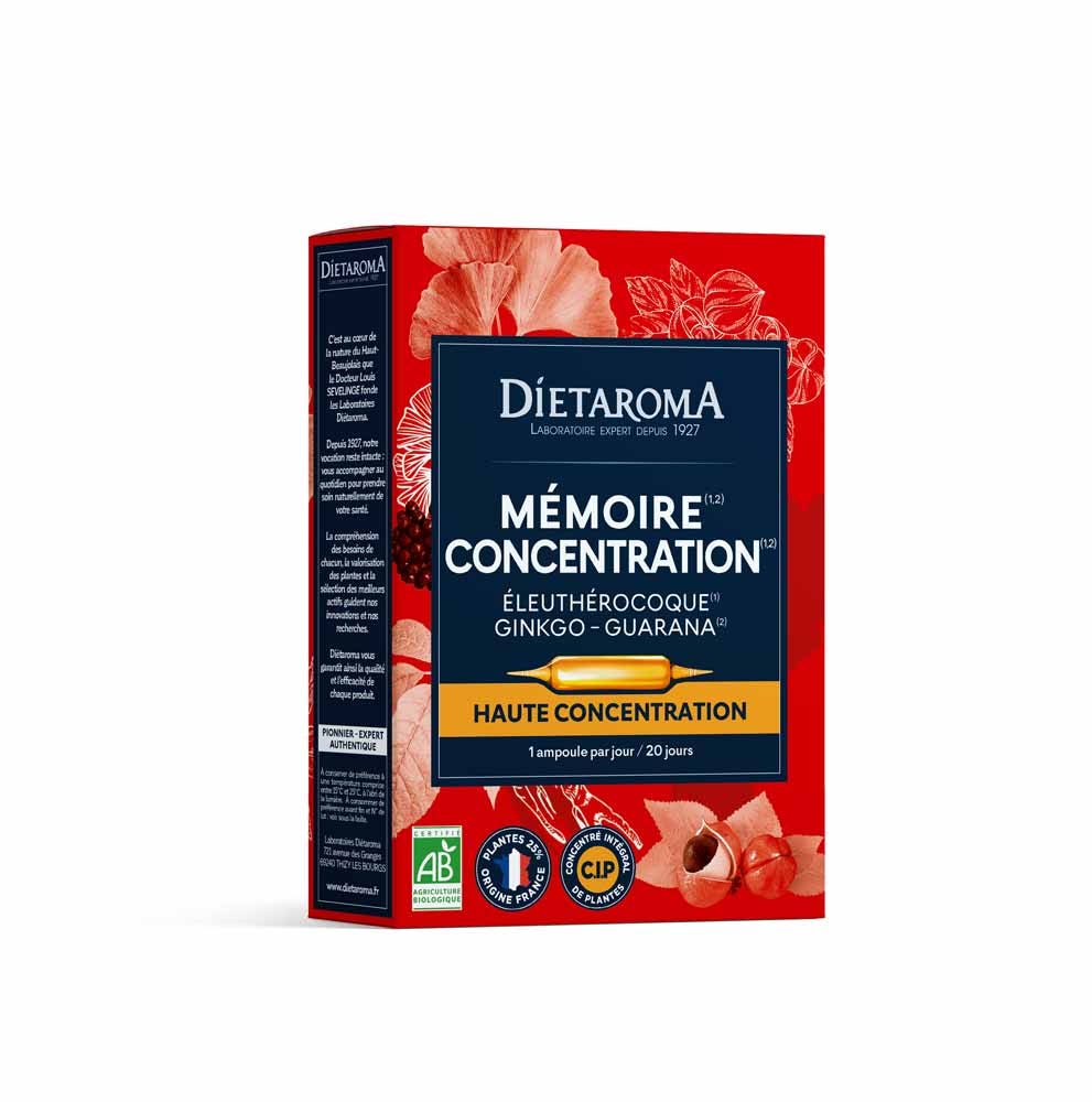 Dietaroma C.I.P Mémoire Concentration 20 ampoules