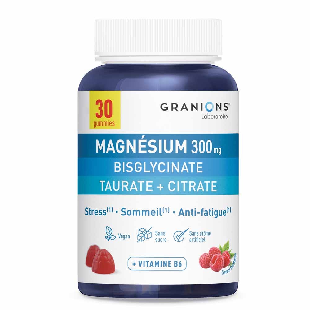 Granions Magnésium Bisglycinate 300mg Stress Framboise 30 gummies