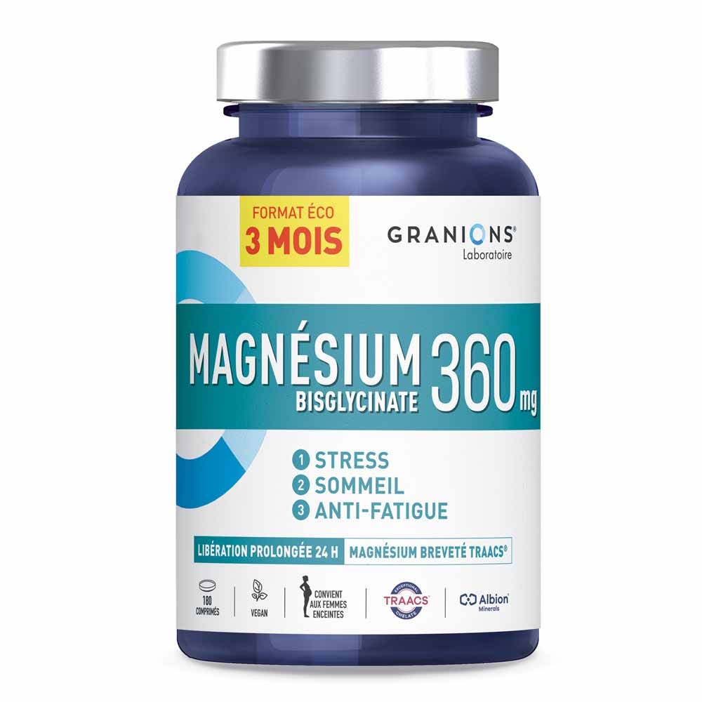 Granions Magnésium Bisglycinate 360mg Stress Sommeil 180 comprimés