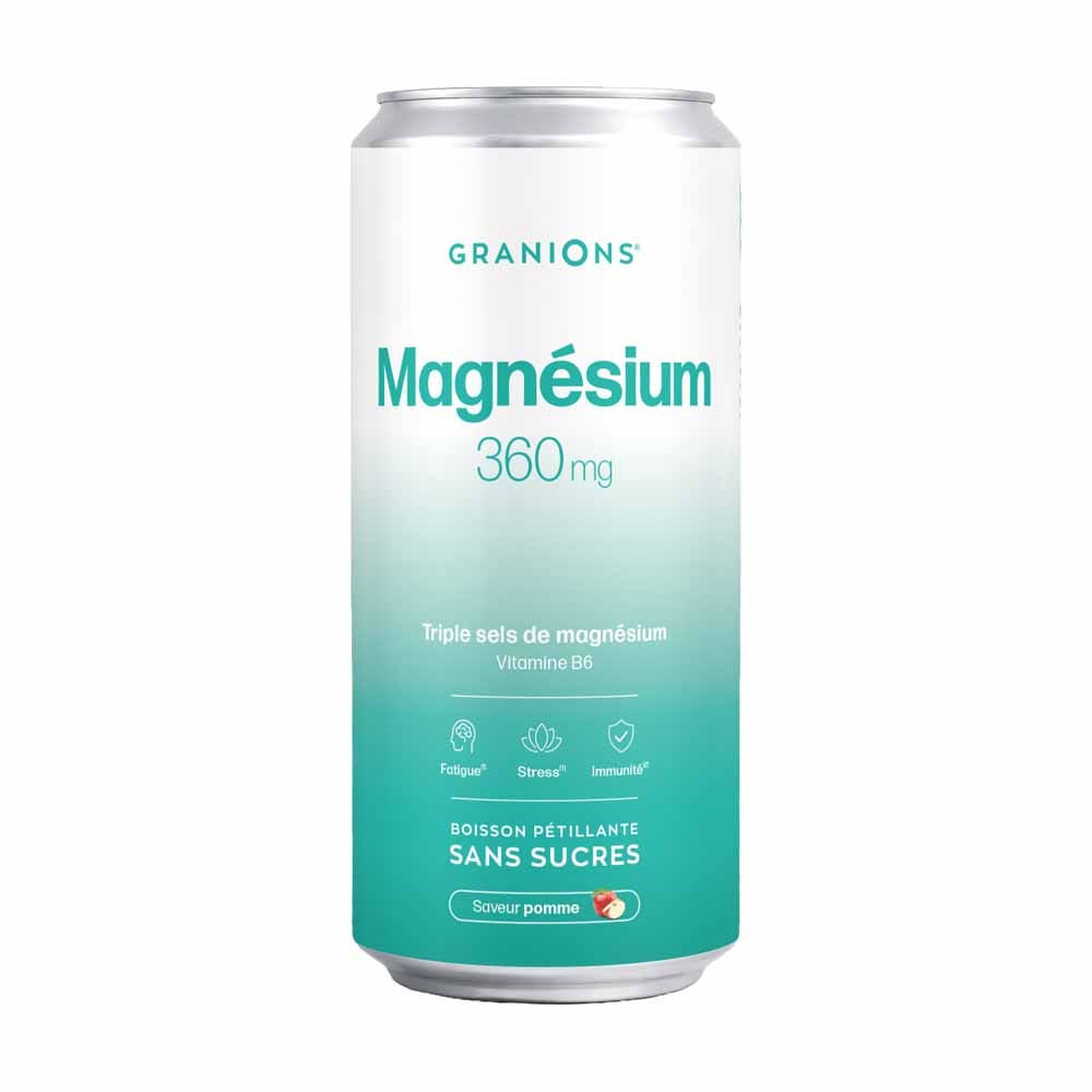 Granions Boisson Pétillante Magnésium 360mg Stress Fatigue Immunité Pomme 330ml