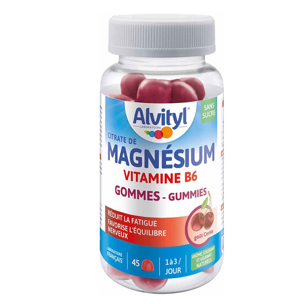 Alvityl Magnésium Vitamine B6 Goût cerise x45 gommes