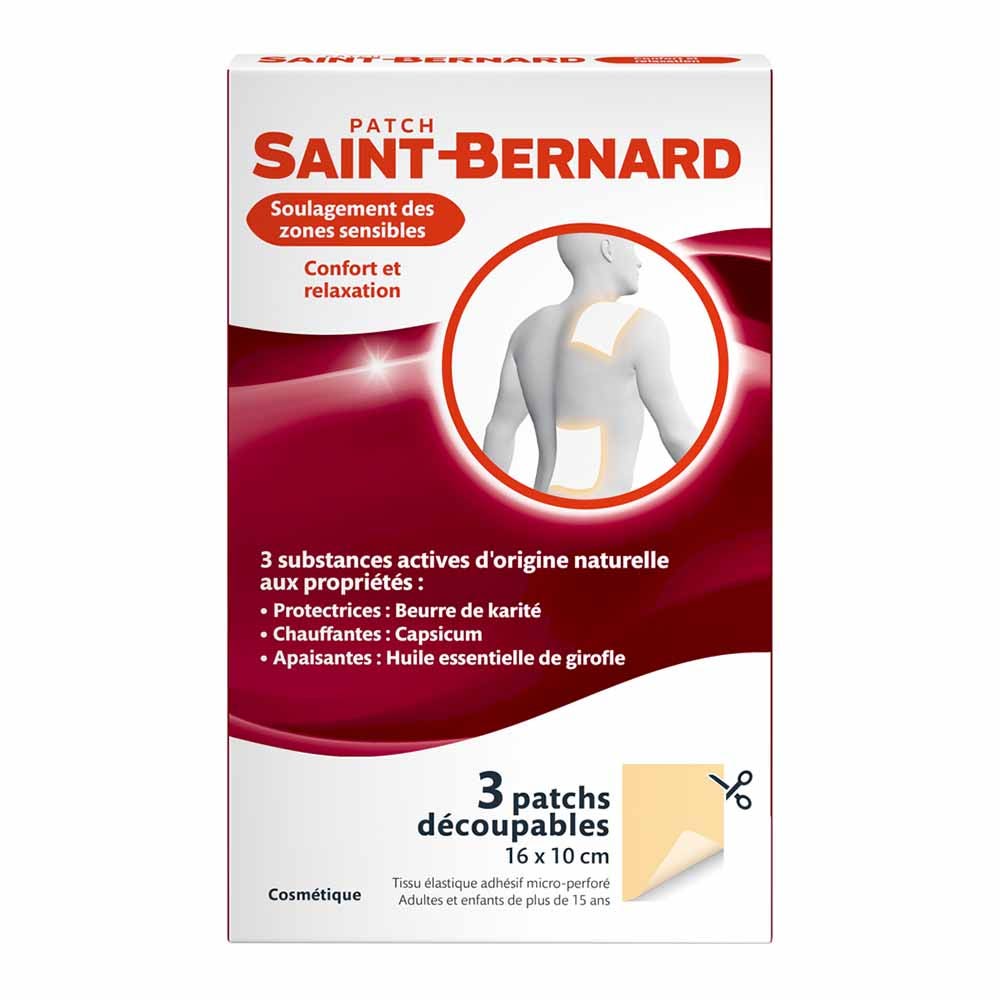 Saint-Bernard Patchs découpables Confort et relaxation dos 16x10cm x3