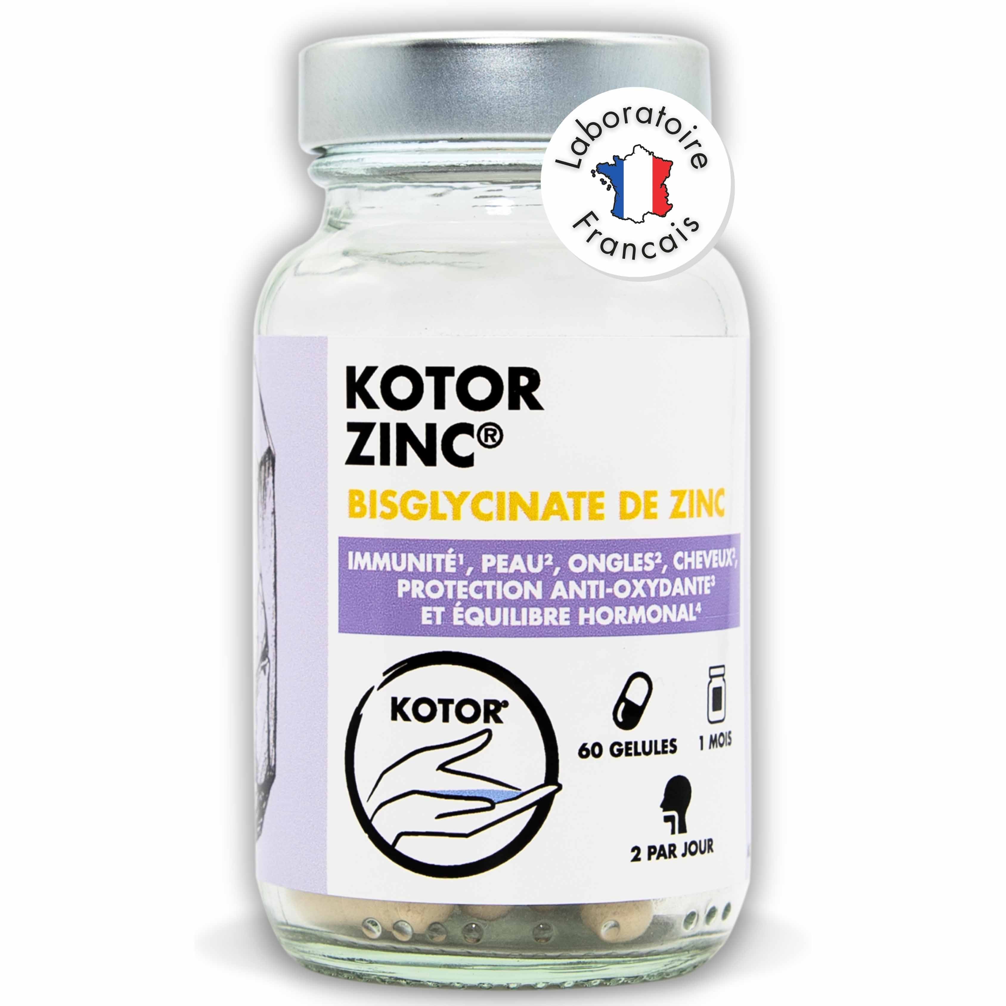 Kotor Pharma Zinc Bisglycinate Peau Cheveux Ongles Immunité 60 Gélules