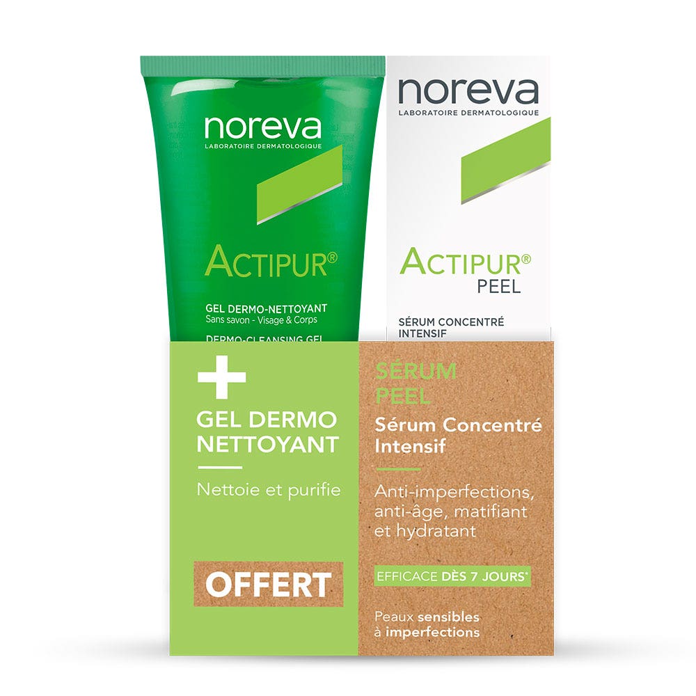 Noreva Actipur Coffret Gel Dermo Nettoyant + Sérum Concentré Intensif Peel