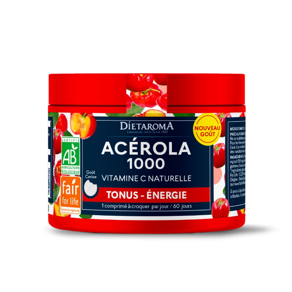 Dietaroma Acerola 1000 Bio Goût cerise 60 Comprimés à croquer