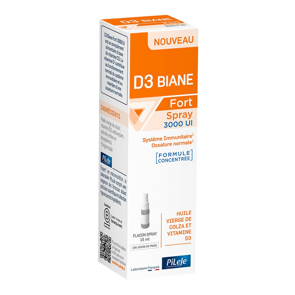 Pileje D3 Biane Fort Spray 3000UI Flacon sublingual de 15mL