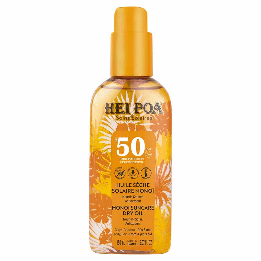 Hei Poa Soins Solaires Huile Sèche Solaire Monoi SPF50 150ml