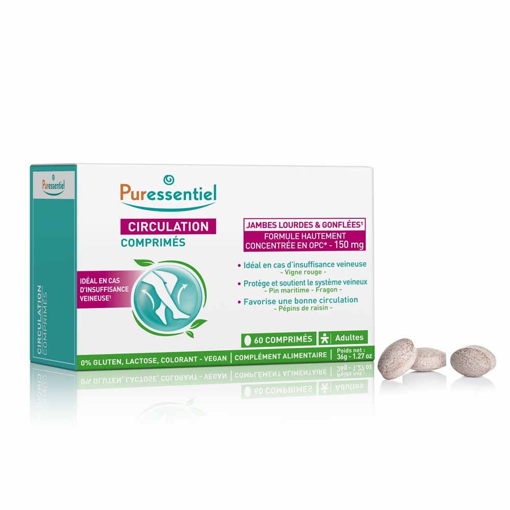 Puressentiel Circulation Jambes Lourdes et Gonflées 60 comprimés