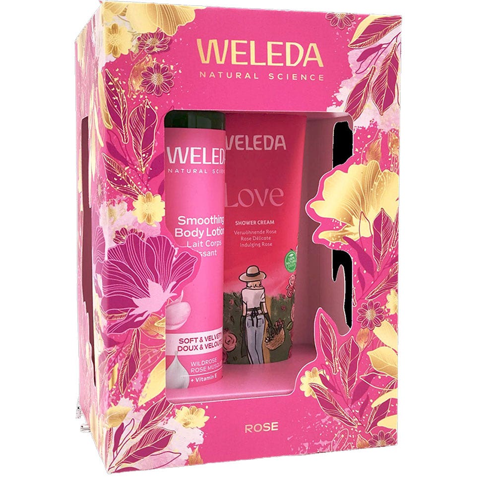 Weleda Coffret Rose Lait Corps Lissant Rose Musquée Love Crème de Douche 100ml
