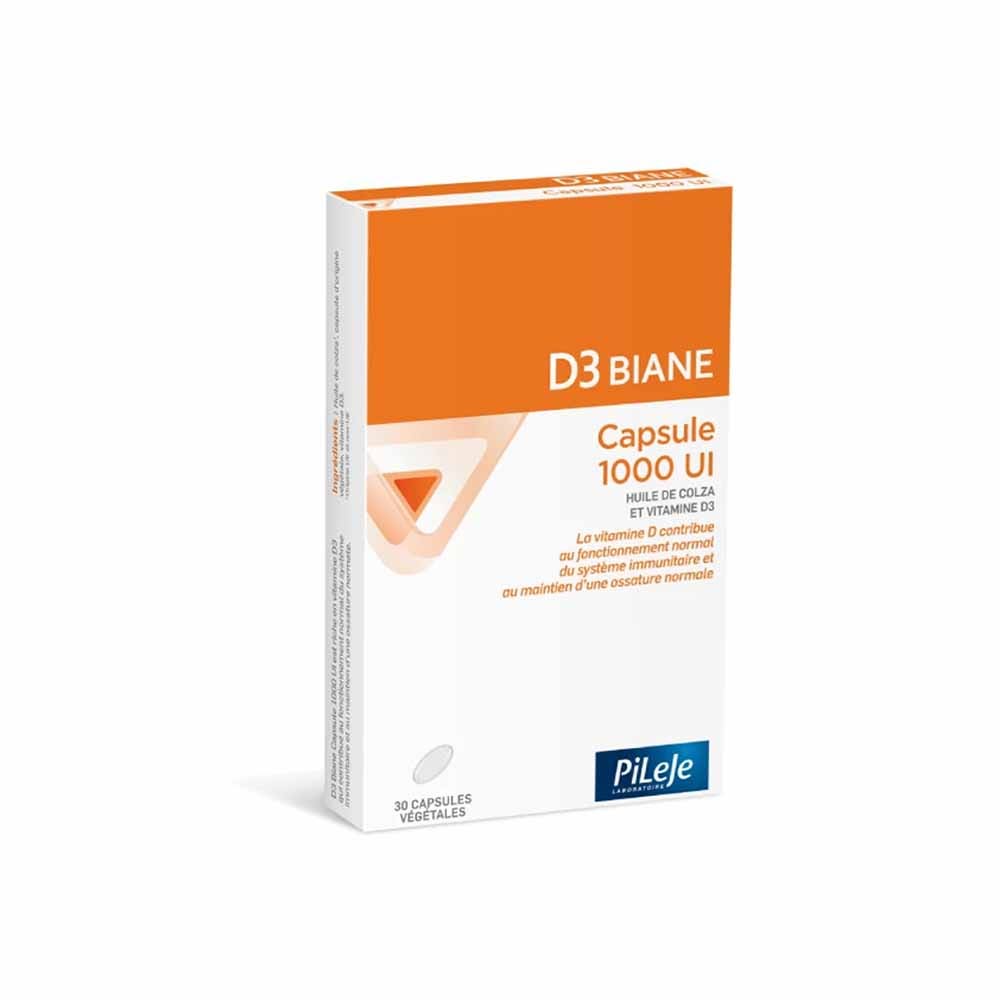 Pileje D3 Biane Vitamine D3 1000UI 30 capsules végétales