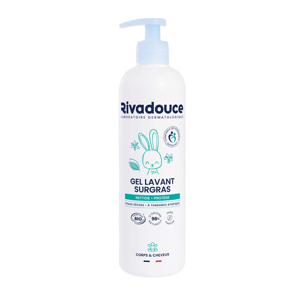 Rivadouce Bébé Gel lavant surgras non parfumé bio Corps et cheveux 500ml