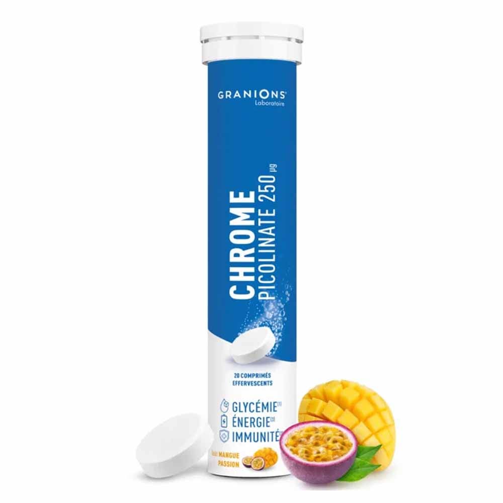 Granions Chrome Picolinate 250mg Goût Mangue Passion 20 comprimés effervescents