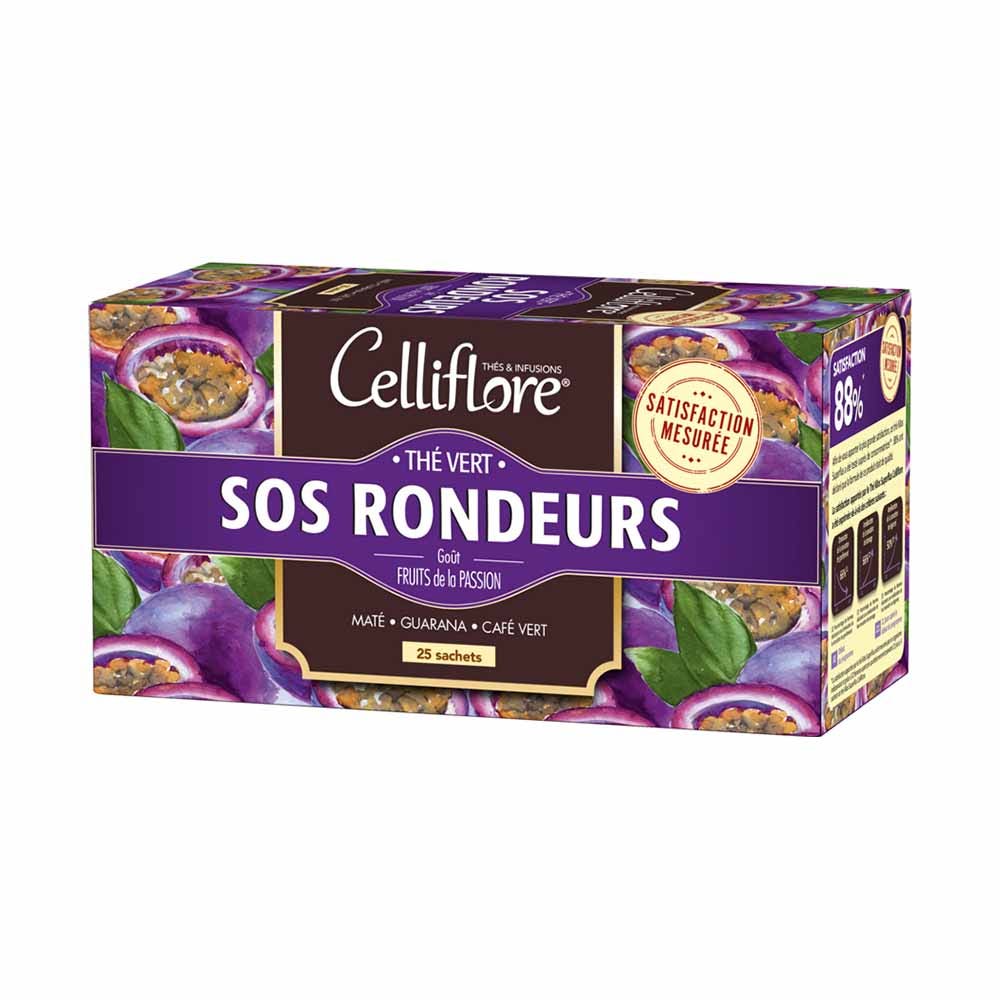 Juvamine Thé Vert SOS Rondeurs Goût Fruit de La Passion 25 Sachets